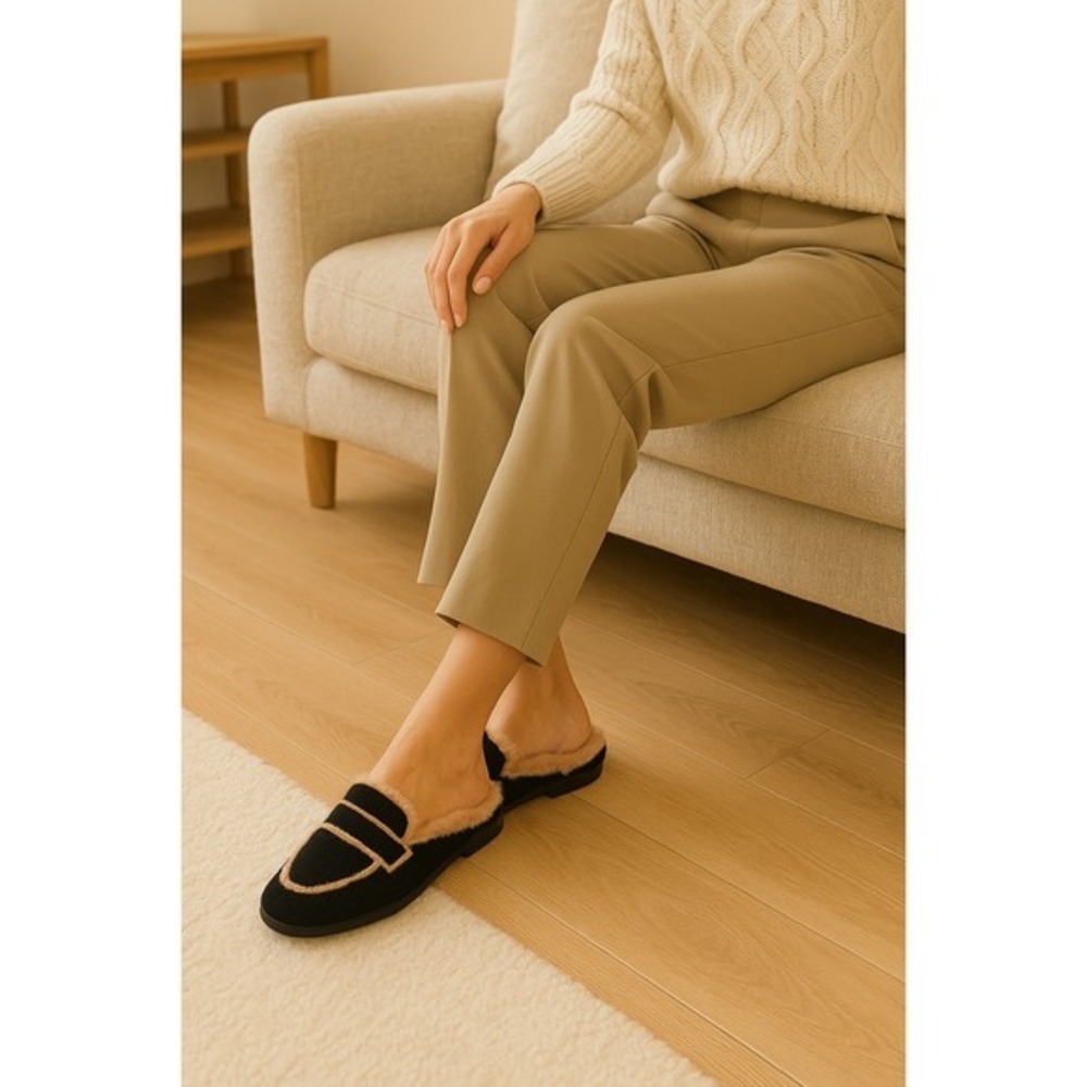 VIVAIA‎ Round-Toe Fluffy Mules (Renee) black size EU/41 US/9.5 - Picture 2 of 10